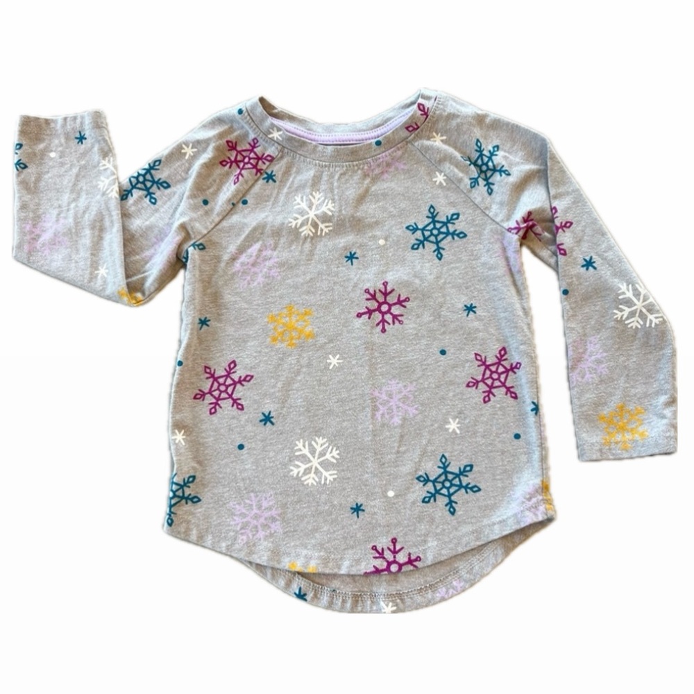 CAT & JACK Longsleeve winter holiday Snowflake shirt,‎ grey, 2T